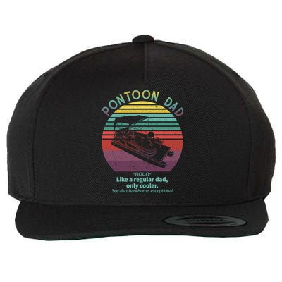 Pontoon Dad Boat Captain Funny Fathers Day Boating Gift Wool Snapback Cap