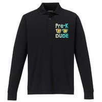 Prek Dude Back To School First Day Of Preschool Boy Gift Performance Long Sleeve Polo