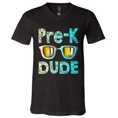 Prek Dude Back To School First Day Of Preschool Boy Gift V-Neck T-Shirt