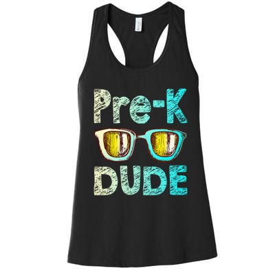 Prek Dude Back To School First Day Of Preschool Boy Gift Women's Racerback Tank