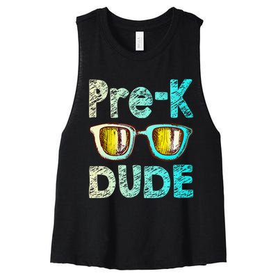 Prek Dude Back To School First Day Of Preschool Boy Gift Women's Racerback Cropped Tank