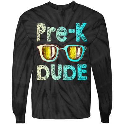 Prek Dude Back To School First Day Of Preschool Boy Gift Tie-Dye Long Sleeve Shirt