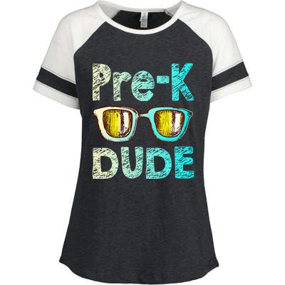 Prek Dude Back To School First Day Of Preschool Boy Gift Enza Ladies Jersey Colorblock Tee