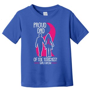 Proud Dad Breast Cancer Awareness Pink Ribbon Warrior Cute Gift Toddler T-Shirt