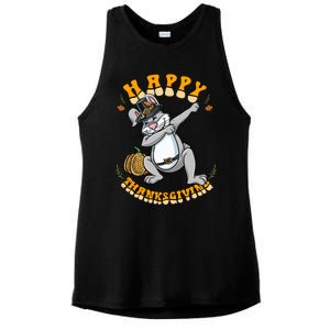 Pilgrim Dabbing Bunny Happy Thanksgiving Gift Ladies PosiCharge Tri-Blend Wicking Tank