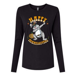 Pilgrim Dabbing Bunny Happy Thanksgiving Gift Womens Cotton Relaxed Long Sleeve T-Shirt