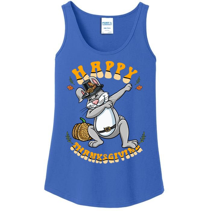 Pilgrim Dabbing Bunny Happy Thanksgiving Gift Ladies Essential Tank