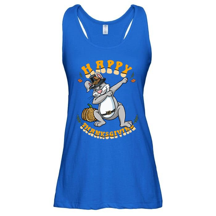 Pilgrim Dabbing Bunny Happy Thanksgiving Gift Ladies Essential Flowy Tank