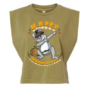 Pilgrim Dabbing Bunny Happy Thanksgiving Gift Garment-Dyed Women's Muscle Tee