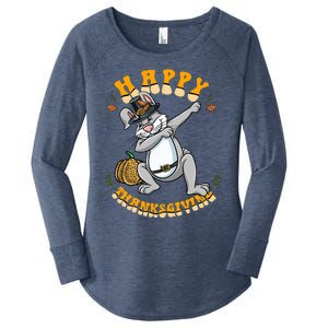 Pilgrim Dabbing Bunny Happy Thanksgiving Gift Women's Perfect Tri Tunic Long Sleeve Shirt