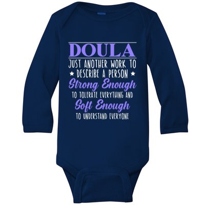 Proud Doula Birth Coach Companion Pregnancy Labor Job Cute Gift Baby Long Sleeve Bodysuit