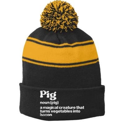 Pig Definition Bacon Funny Bbq Barbecue Grill Stripe Pom Pom Beanie