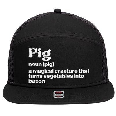 Pig Definition Bacon Funny Bbq Barbecue Grill 7 Panel Mesh Trucker Snapback Hat