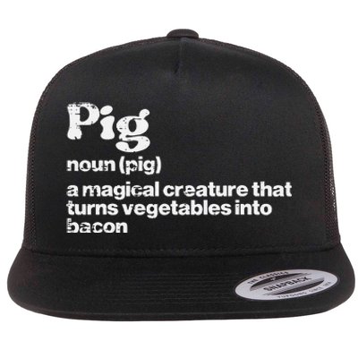 Pig Definition Bacon Funny Bbq Barbecue Grill Flat Bill Trucker Hat