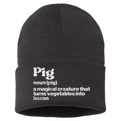 Pig Definition Bacon Funny Bbq Barbecue Grill Sustainable Knit Beanie