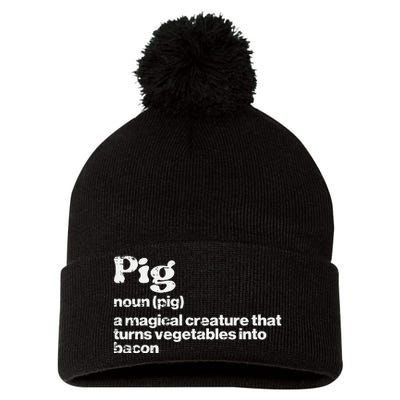 Pig Definition Bacon Funny Bbq Barbecue Grill Pom Pom 12in Knit Beanie