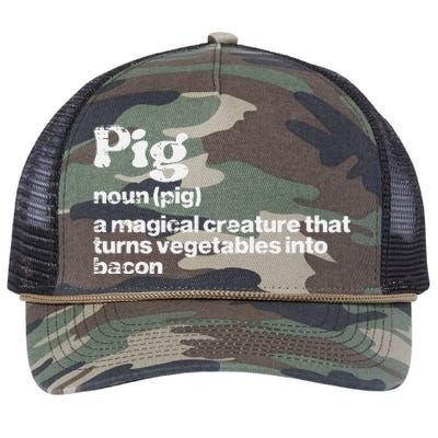 Pig Definition Bacon Funny Bbq Barbecue Grill Retro Rope Trucker Hat Cap