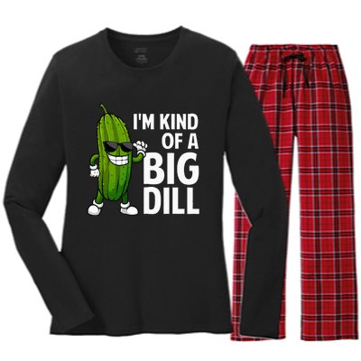 Pickle Design Big Dill Pickle Lover Women's Long Sleeve Flannel Pajama Set 