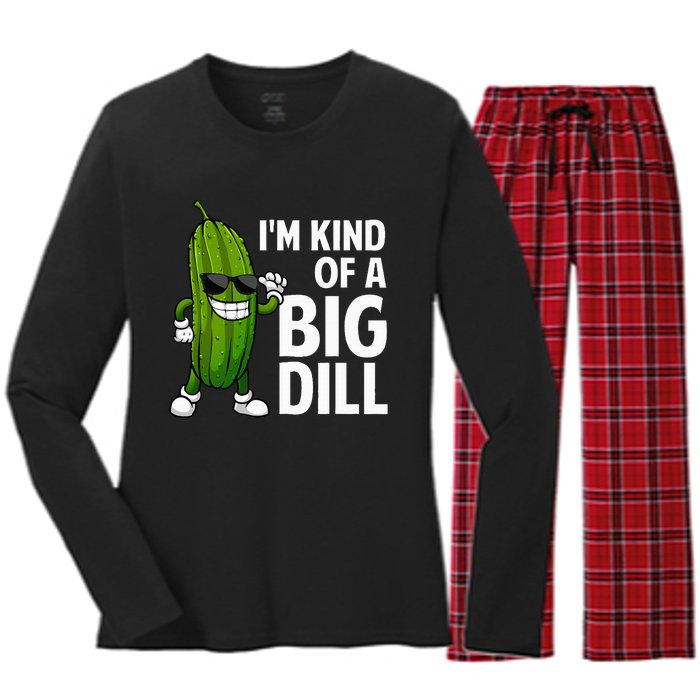 Pickle Design Big Dill Pickle Lover Women's Long Sleeve Flannel Pajama Set 