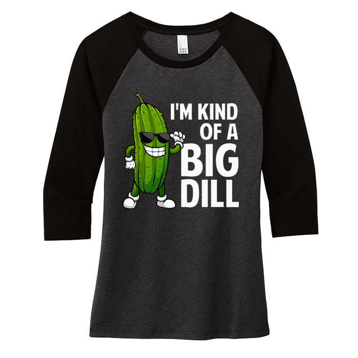 Pickle Design Big Dill Pickle Lover Women's Tri-Blend 3/4-Sleeve Raglan Shirt