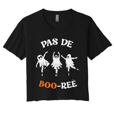 Pas De BooréE Ghost Ballet Dancer Halloween Women's Crop Top Tee