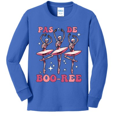 Pas De BooréE Funny Halloween Ballet Dancer Boo Re Skeleton Gift Kids Long Sleeve Shirt