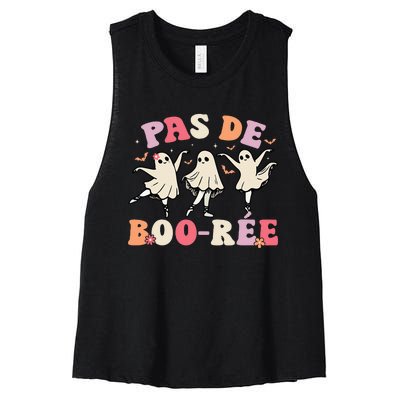 Pas De BooréE Ghost Ballet Dancer Halloween Dance Teacher Women's Racerback Cropped Tank