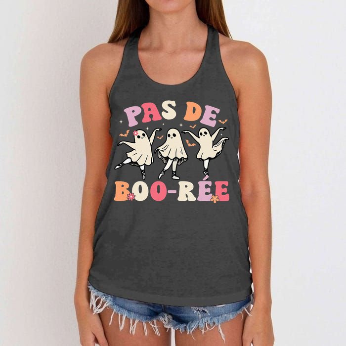 Pas De BooréE Ghost Ballet Dancer Halloween Dance Teacher Women's Knotted Racerback Tank