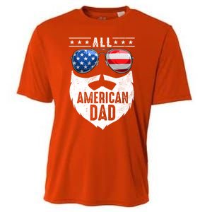 Patriotic Dad Beard Fathers Day All American Dad 4th Of July Gift Cooling Performance Crew T-Shirt