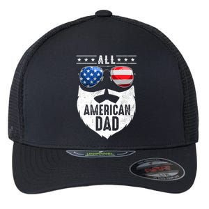 Patriotic Dad Beard Fathers Day All American Dad 4th Of July Gift Flexfit Unipanel Trucker Cap