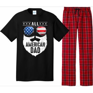 Patriotic Dad Beard Fathers Day All American Dad 4th Of July Gift Pajama Set