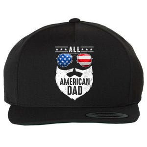 Patriotic Dad Beard Fathers Day All American Dad 4th Of July Gift Wool Snapback Cap