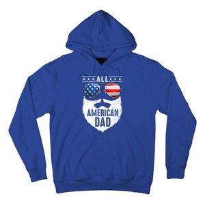 Patriotic Dad Beard Fathers Day All American Dad 4th Of July Gift Hoodie