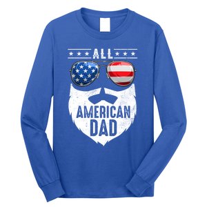 Patriotic Dad Beard Fathers Day All American Dad 4th Of July Gift Long Sleeve Shirt