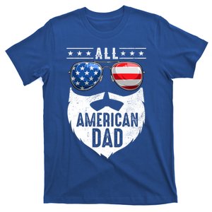 Patriotic Dad Beard Fathers Day All American Dad 4th Of July Gift T-Shirt