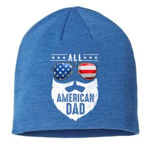 Patriotic Dad Beard Fathers Day All American Dad 4th Of July Gift Sustainable Beanie