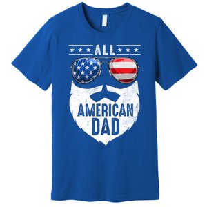 Patriotic Dad Beard Fathers Day All American Dad 4th Of July Gift Premium T-Shirt