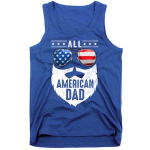 Patriotic Dad Beard Fathers Day All American Dad 4th Of July Gift Tank Top