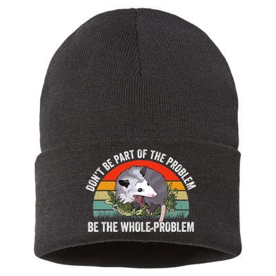 Possum Don't Be Part Of The Problem Be The Entire Problem Funny Opossum Sustainable Knit Beanie