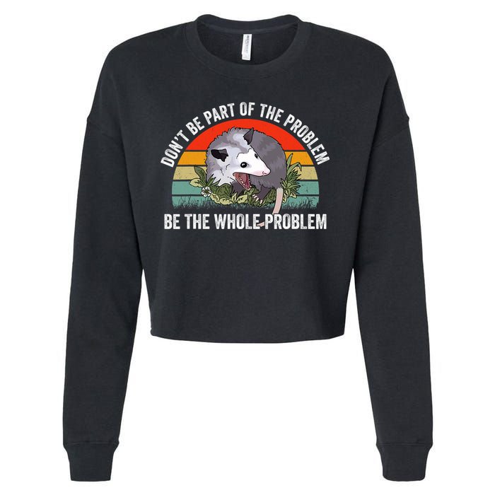 Possum Don't Be Part Of The Problem Be The Entire Problem Funny Opossum Cropped Pullover Crew