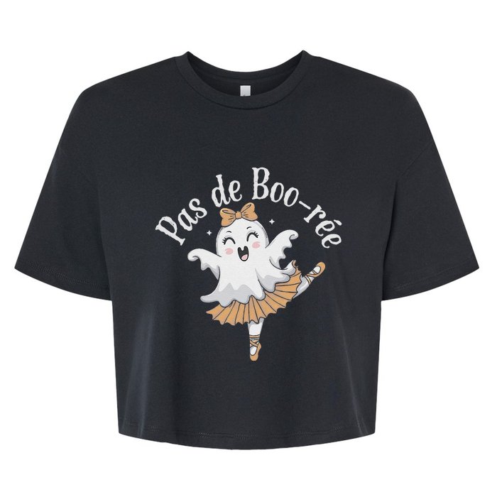 Pas De BooréE Funny Ballet Ghosts Halloween Dance Bella+Canvas Jersey Crop Tee