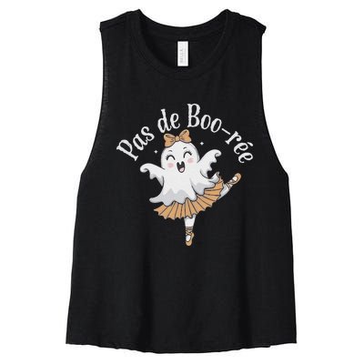 Pas De BooréE Funny Ballet Ghosts Halloween Dance Women's Racerback Cropped Tank