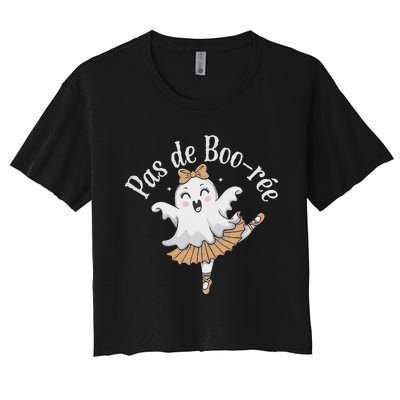 Pas De BooréE Funny Ballet Ghosts Halloween Dance Women's Crop Top Tee