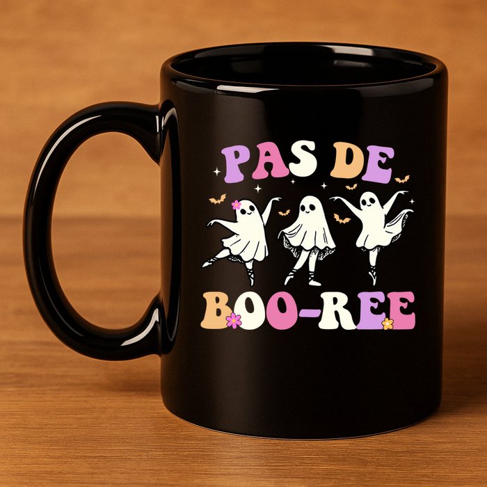 Pas De BooréE Ghost Ballet Dancer Halloween 11oz C Handle Ceramic Mug