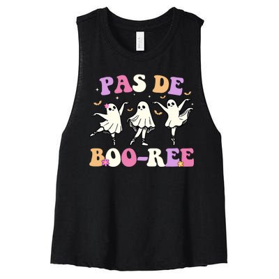 Pas De BooréE Ghost Ballet Dancer Halloween Women's Racerback Cropped Tank