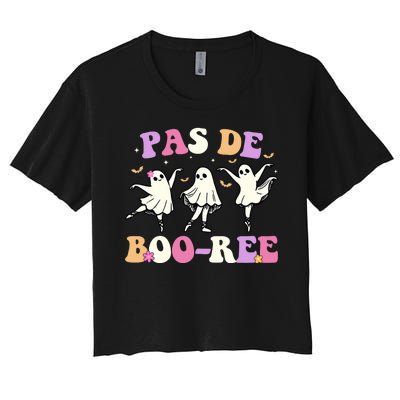 Pas De BooréE Ghost Ballet Dancer Halloween Women's Crop Top Tee