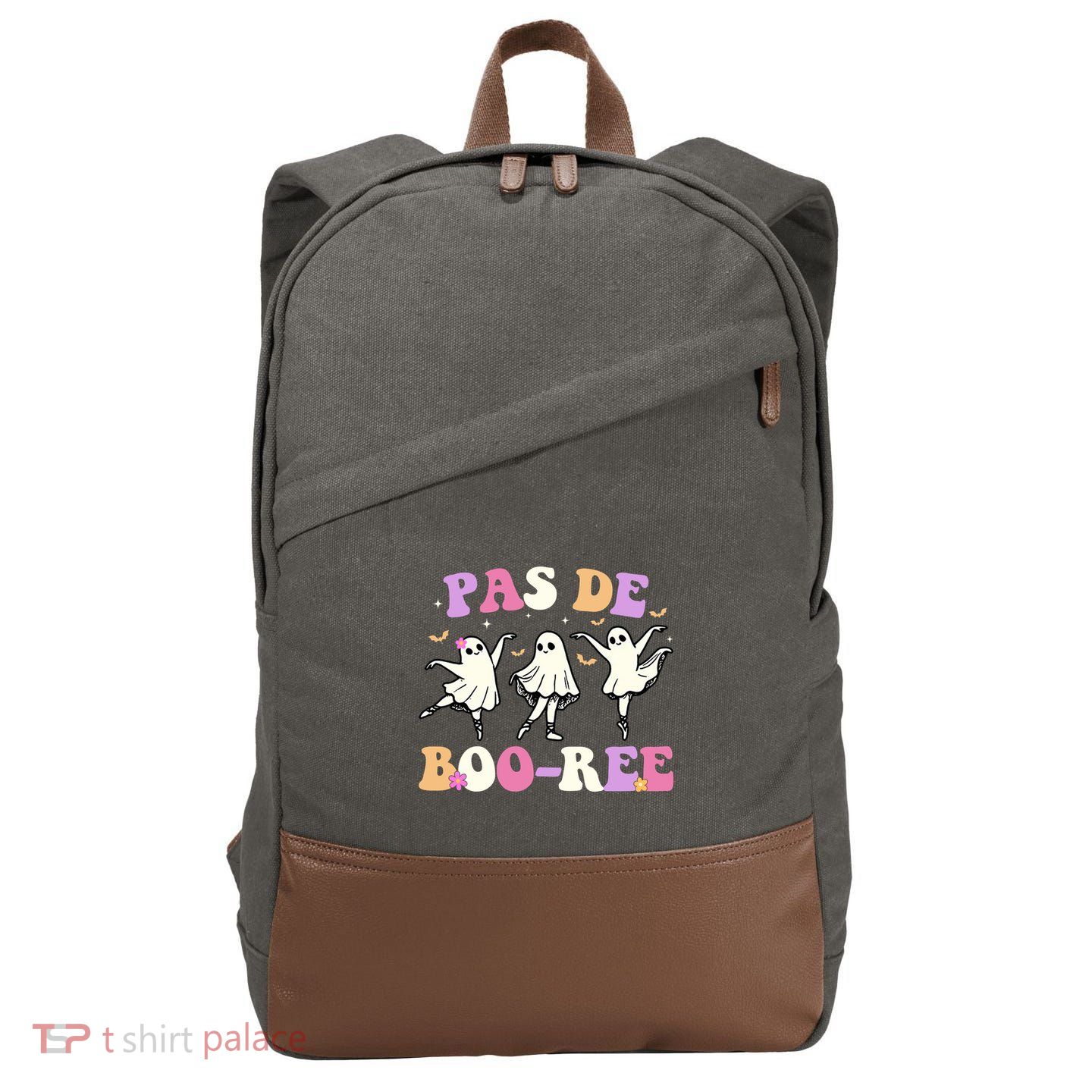 Pas De BooréE Ghost Ballet Dancer Halloween Cotton Canvas Backpack