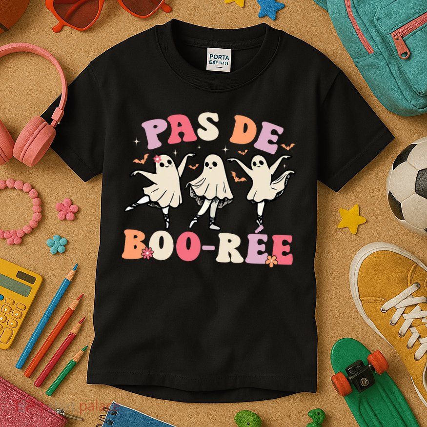 Pas De Boo RéE Ghost Ballet Dancer Halloween Dance Teacher Kids T-Shirt
