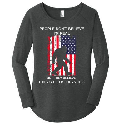 People Don't Believe I'm Real But They Believe Biden Bigfoot Women's Perfect Tri Tunic Long Sleeve Shirt