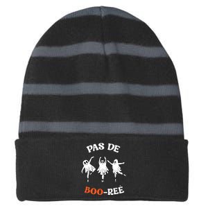 Pas De BooréE Ghost Ballet Dancer Halloween Dance Teacher Striped Beanie with Solid Band